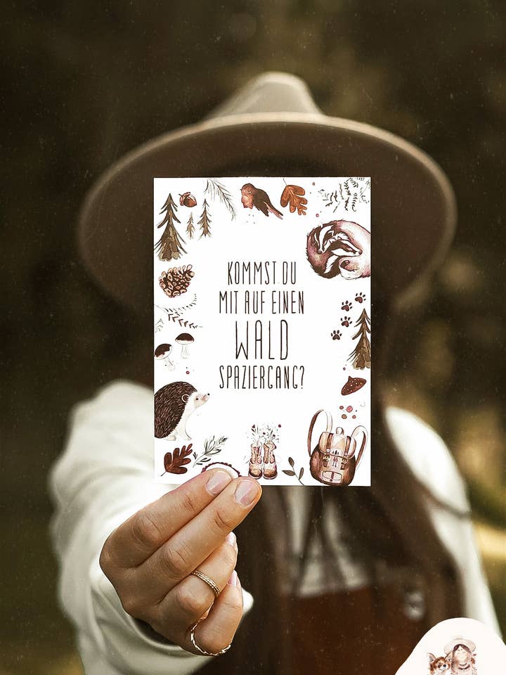 Greeting card forest walk for wholesale by FuchsMaedchen