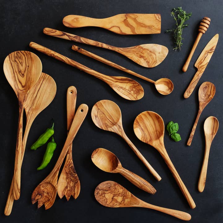 Sobremesa - Wholesale Serving Utensil - 10" Deep Olive Wood Serving Spoon, Wooden Utensil3