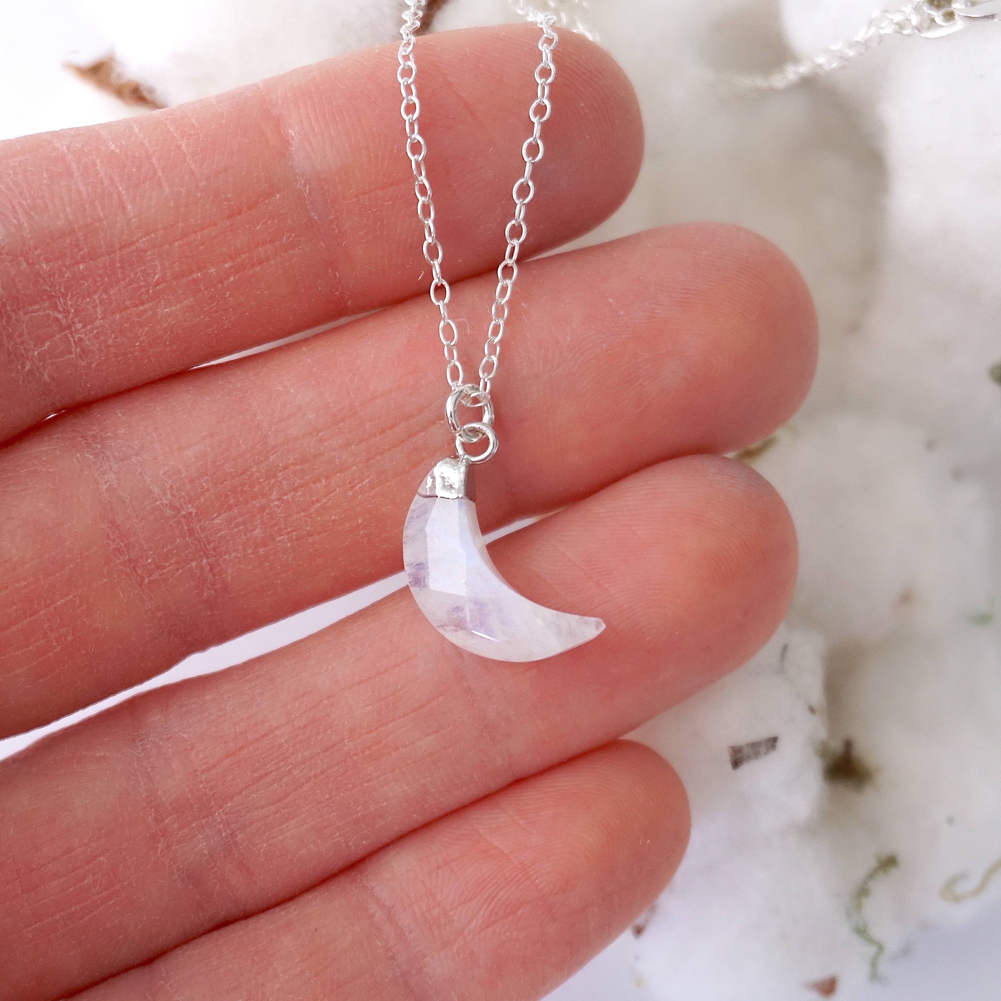 Raw Stone Elegance - Wholesale Pendant/Charm Necklace - Raw Rainbow Moonstone Moon Necklace, June Crystal Love Gifts4