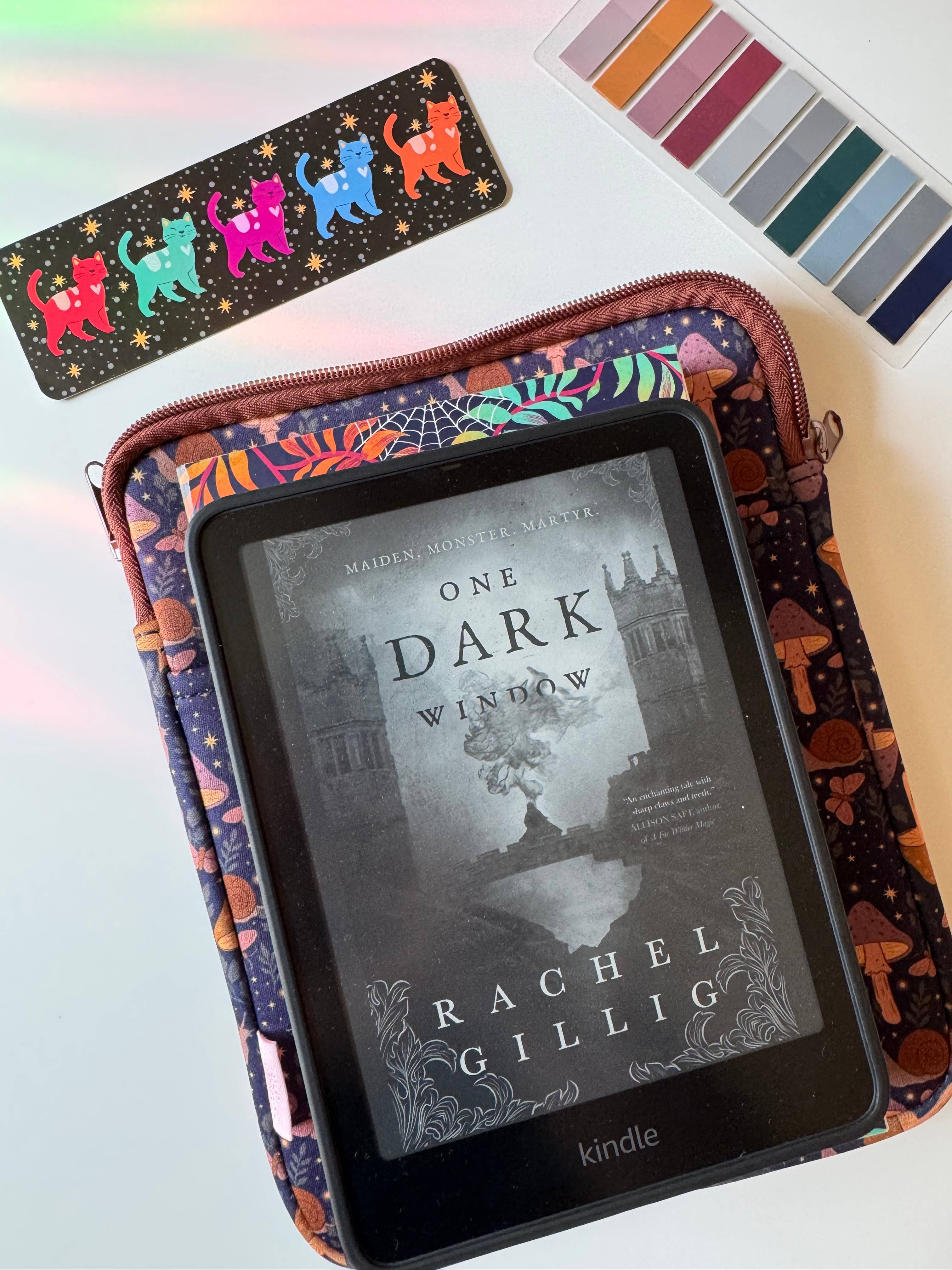 CrescentCatCo - Wholesale Book Cover - Cottagecore Mushroom Book & Kindle Pouch, Zipper and Pocket3