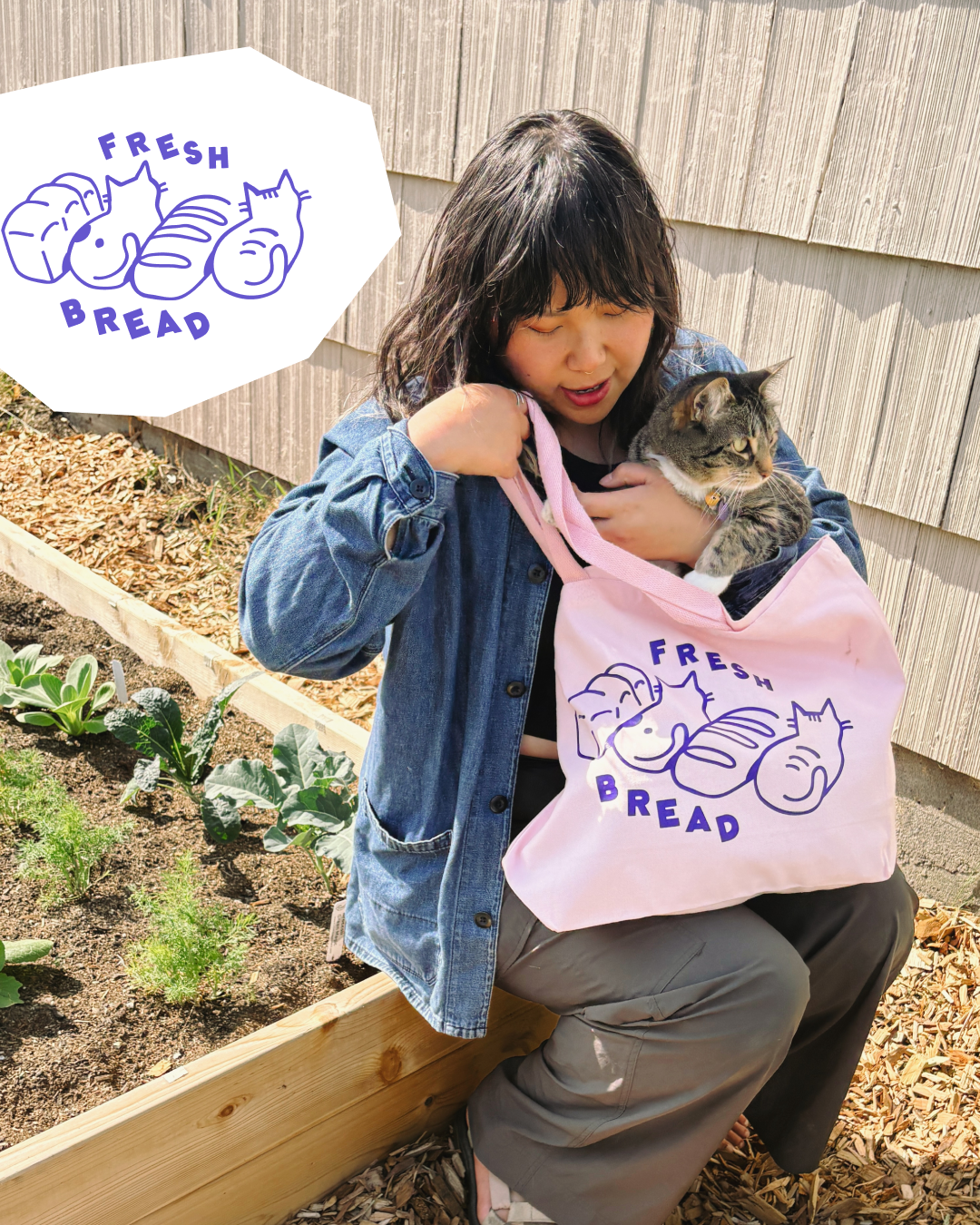 Pencil and Post - Wholesale Tote Bag - Women's - Fresh Bread Cat Loaf Tote Bag2