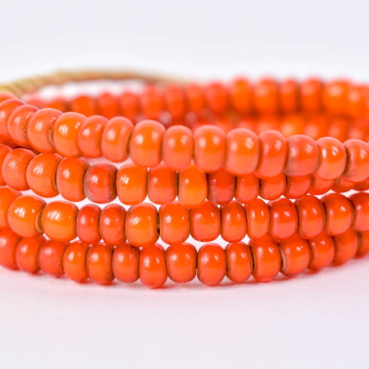 Orange White Heart Venetian Trade Beads for wholesale by Africa Direct