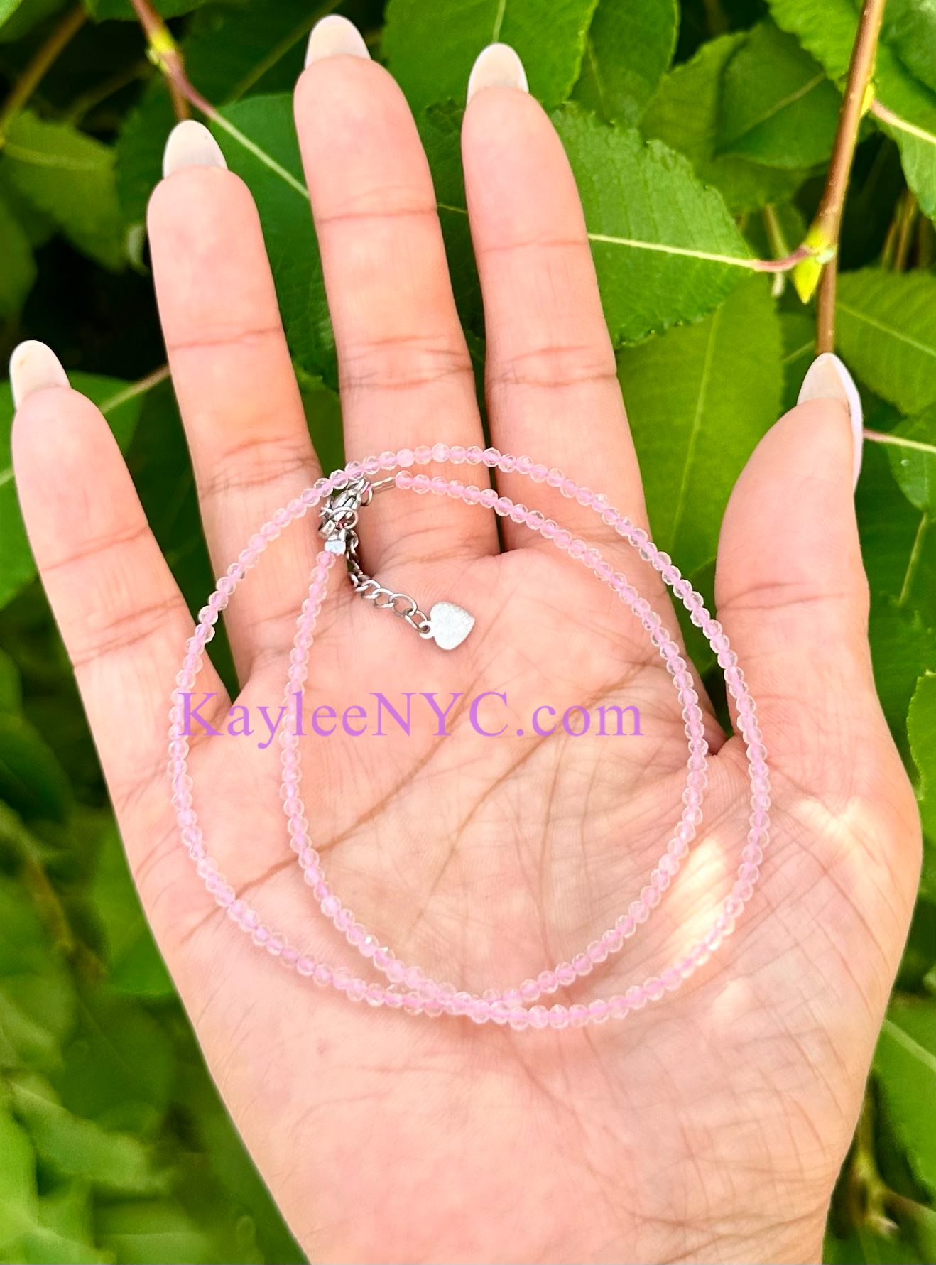 KayleeNYC - Wholesale Beaded/Pearl Necklace - 2mm Natural Rose Quartz Necklaces Crystals Healing Energy6