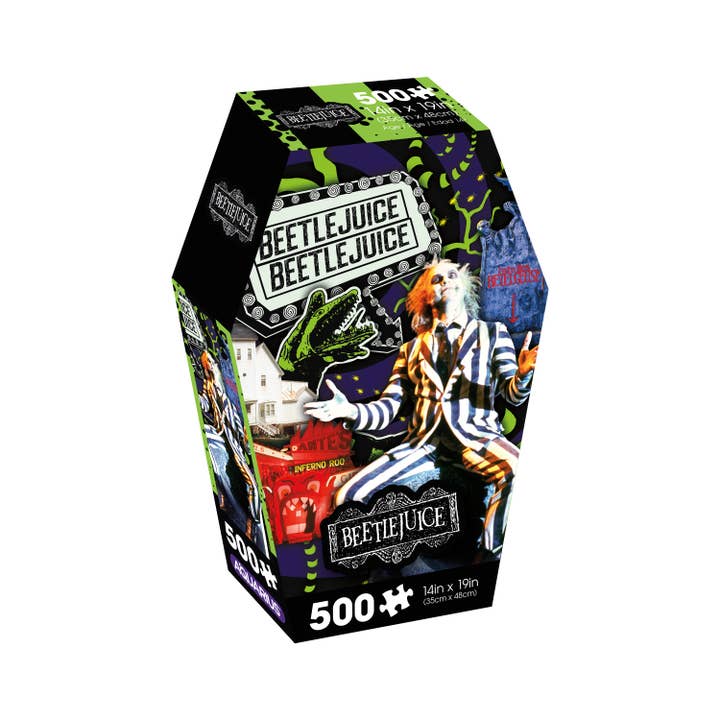 AQUARIUS, GAMAGO, ICUP, & ROCK SAWS by NMR Brands - Wholesale Puzzle - Adult - Beetlejuice Coffin Box 500 Piece Jigsaw Puzzle