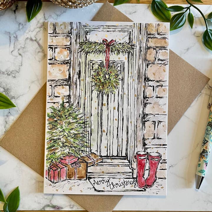 Christmas Front Door - Christmas Card for wholesale by Crafty Tinks