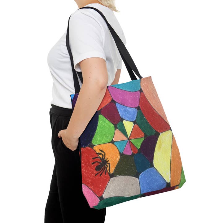 Halloween Colorized Spider Web Tote Bag for wholesale by See Joy Creative
