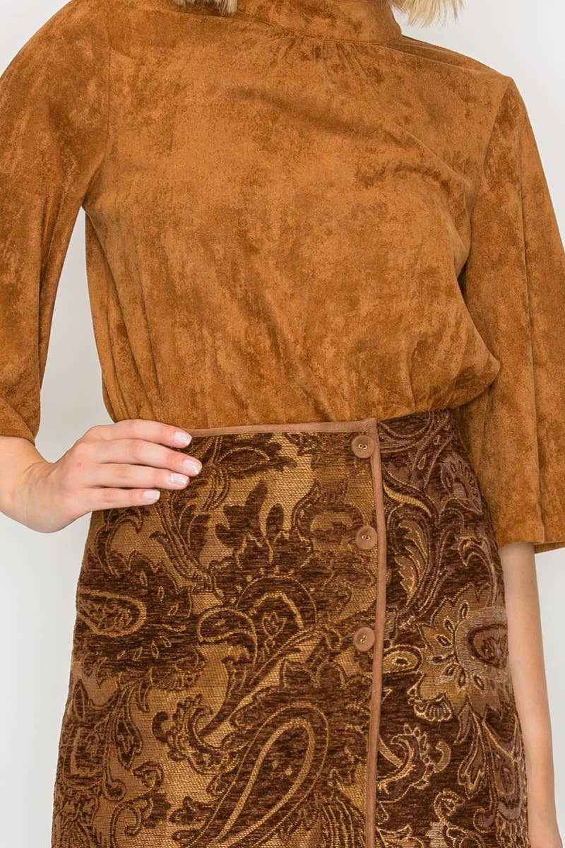 LoveWednesday - Wholesale Shorts - Women's - Love Story Brown Paisley Skort - LWP13467