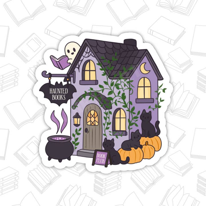 Indie Heart Studio - Wholesale Sticker - Haunted Book Shop Sticker – Bookish Halloween1