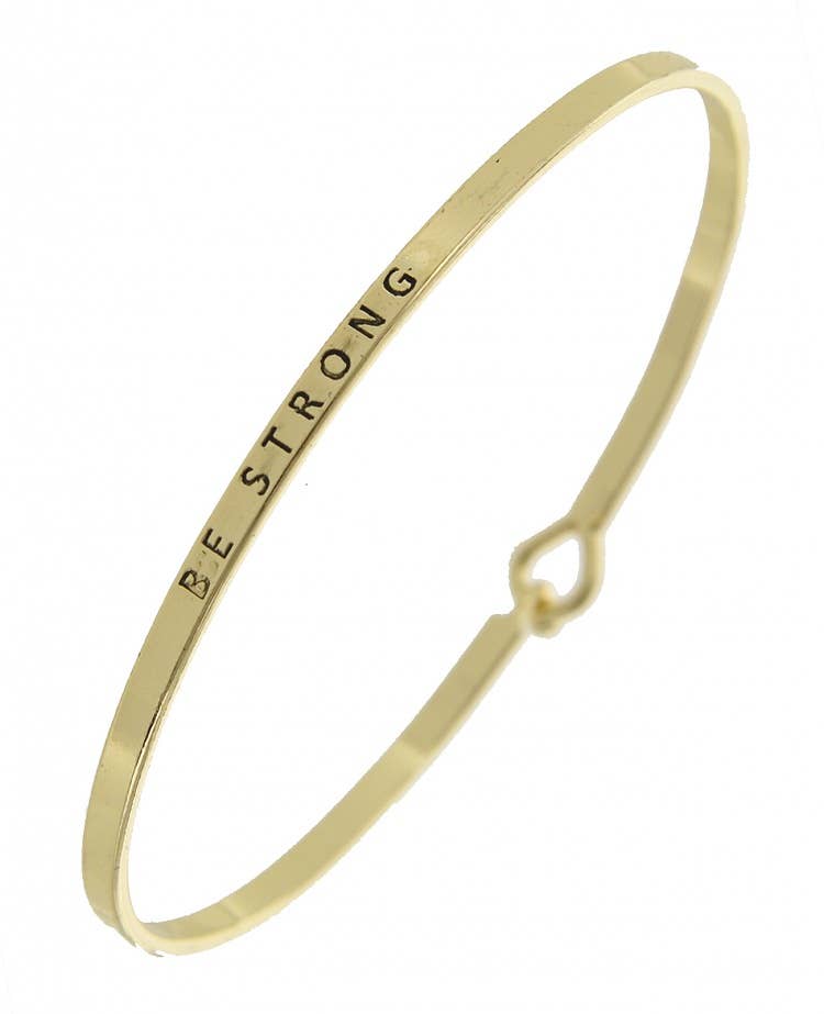 0011 PREMIERE - Wholesale Bangle Bracelet - FR3625 BE STRONG_3mm Inspired Message Brass Bangle2
