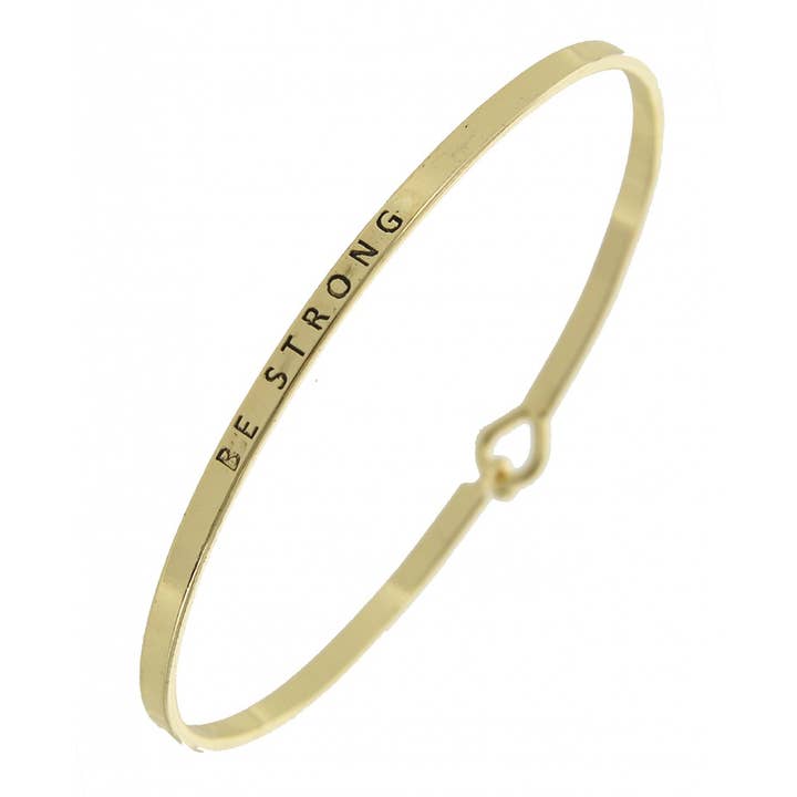 0011 PREMIERE - Vendita all'ingrosso Bracciale a polsino - Bracciale rigido in ottone con messaggio ispirato a FR3625 BE STRONG_3mm2