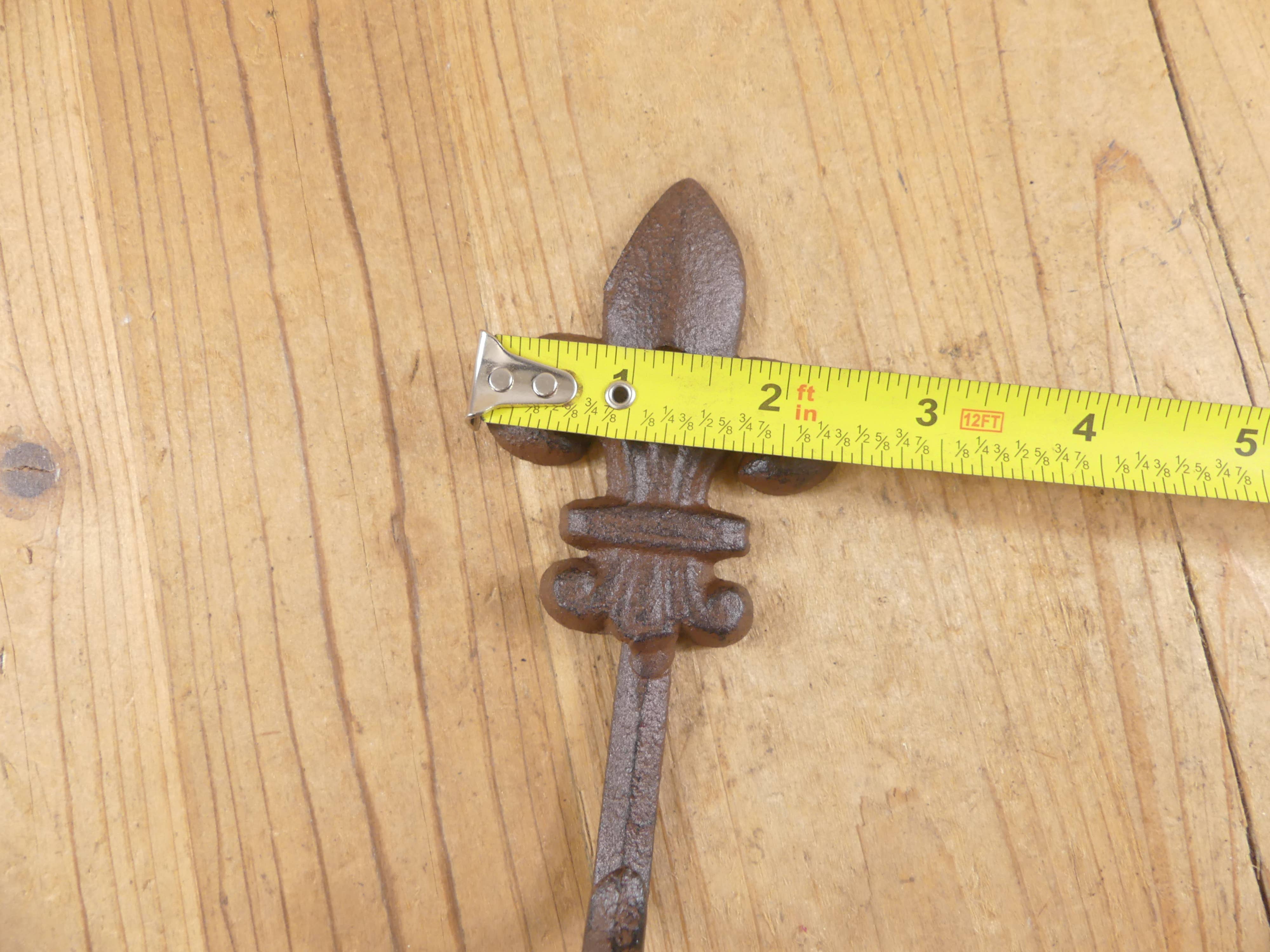 Midwest Craft House - Wholesale Wall Hook - Victorian Rustic Cast Iron Fleur De Lis Wall Hook,  5 1/2"4