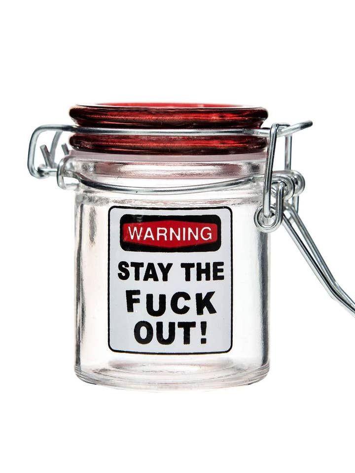 Mini Airtight Glass Storage Jar –Warning Sign Design | 45 ml for wholesale by Ted Miller Innovation