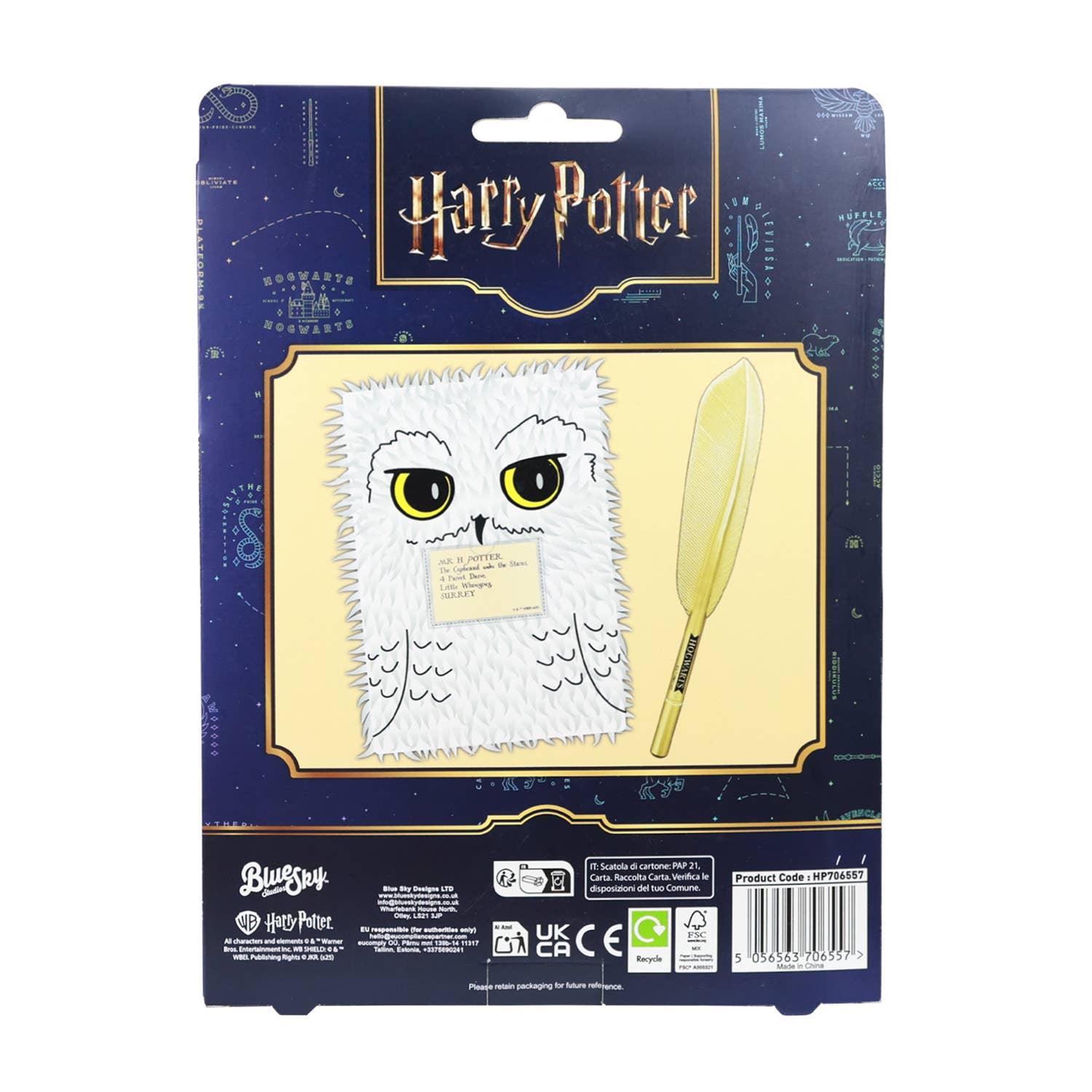 Mad Monkey GmbH - Wholesale Notebook - Harry Potter - Plush Notebook Set "Hedwig"2