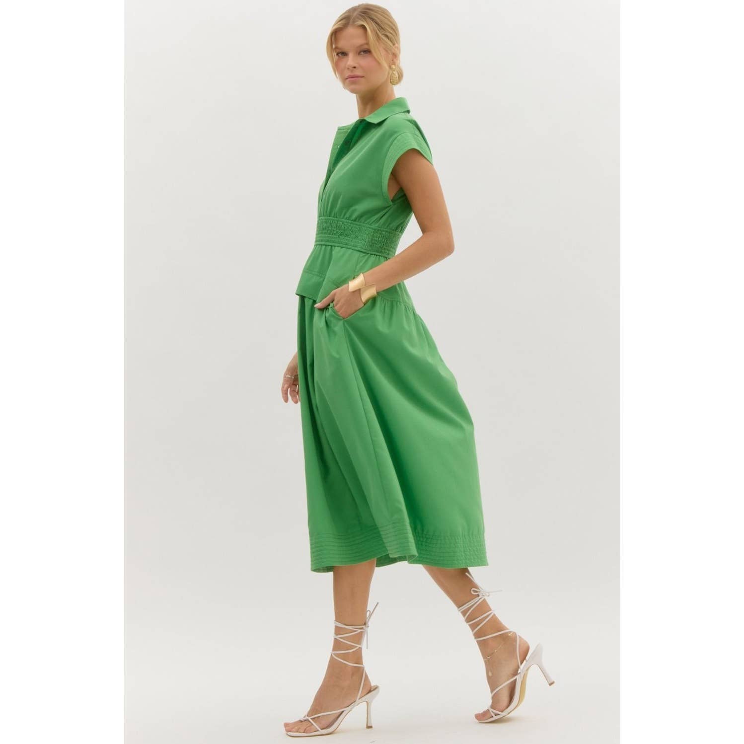 STYLE USA - Wholesale Dress - Women's - Solid cap sleeve midi dress12