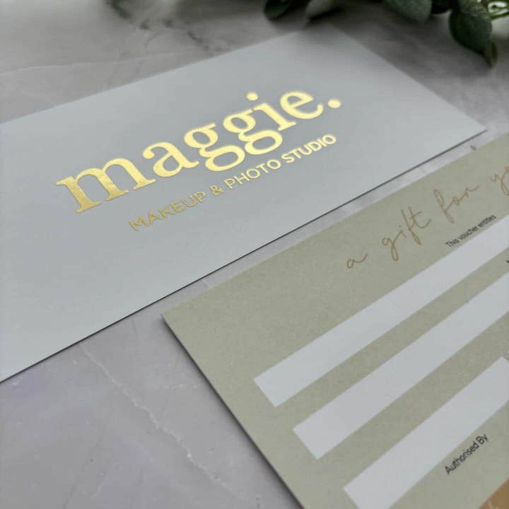 SR Creative Studio - Wholesale Gift Tag - Luxury Metallic Gold Foil Gift Voucher Printing