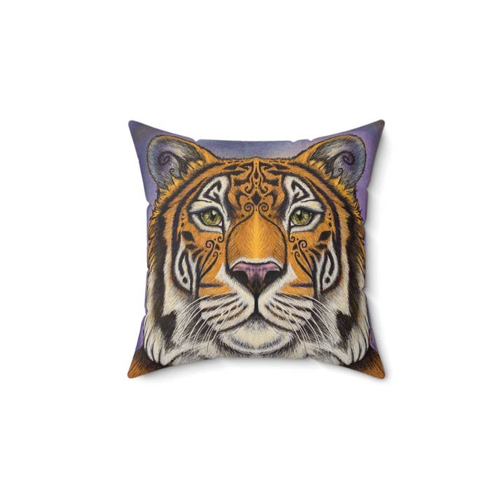 Tiger 14x14 Throw Pillow Spun Polyester Square Pillow for wholesale by Art By: Julianna McPherson