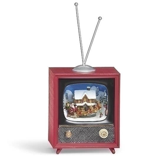 Télévision musicale lumineuse rotative avec maison et traîneau pour la vente par Roman