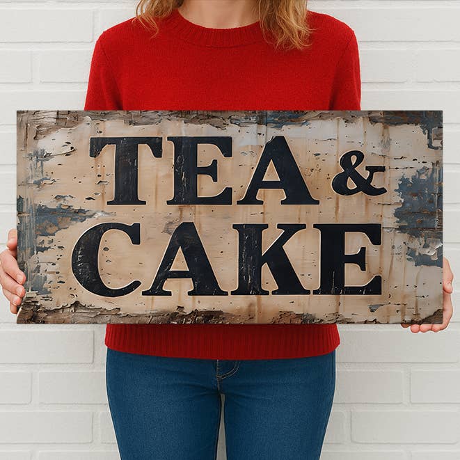 The British Metal Signs Company – wholesale Sign – Tea & Cake Metal Sign – Rustic Vintage Cafe Kitchen Wall1