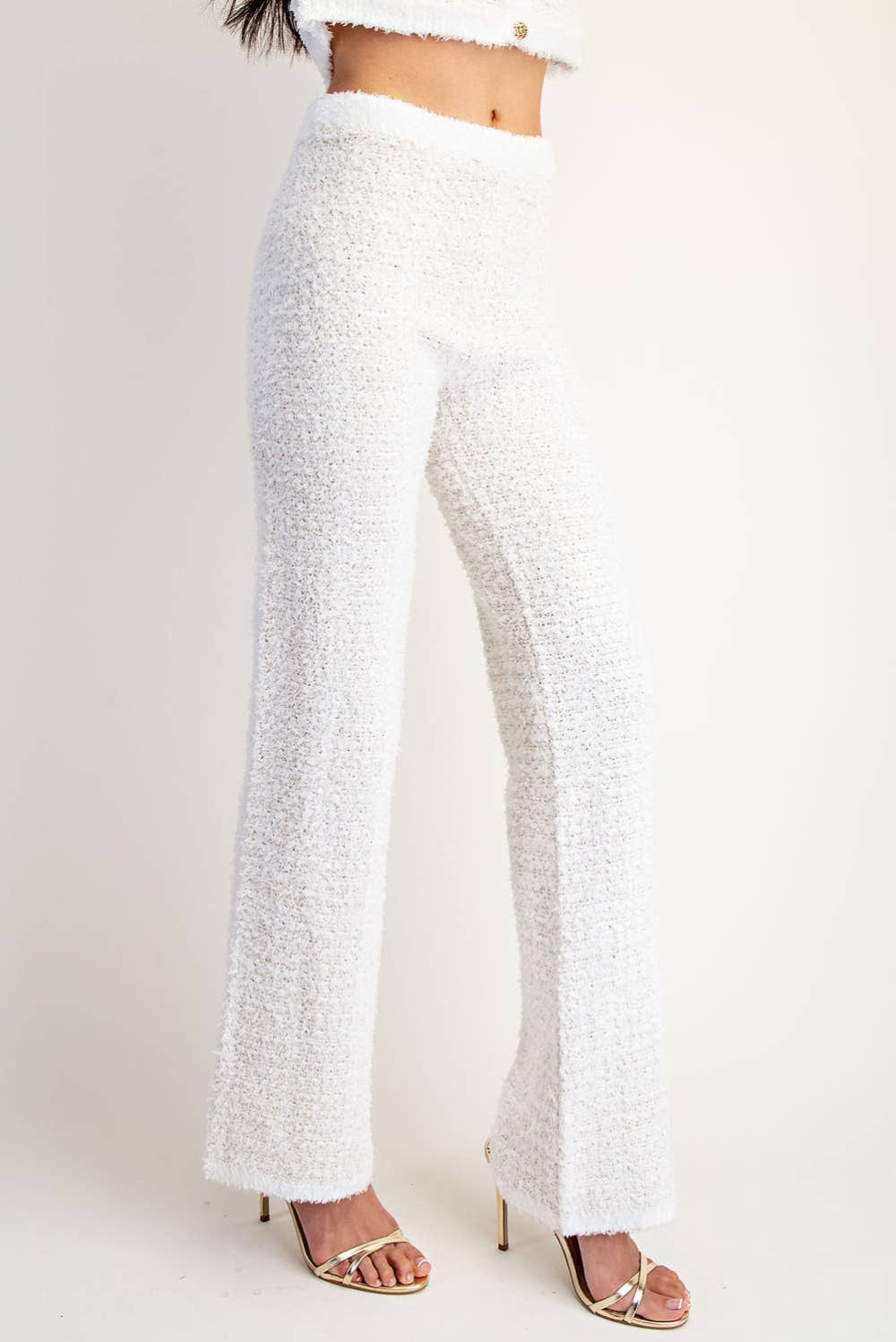 Edit by Nine – Engroshandel Bukser - Dame – Højtaljede Lurex Sweater Bukser med Lige Ben7