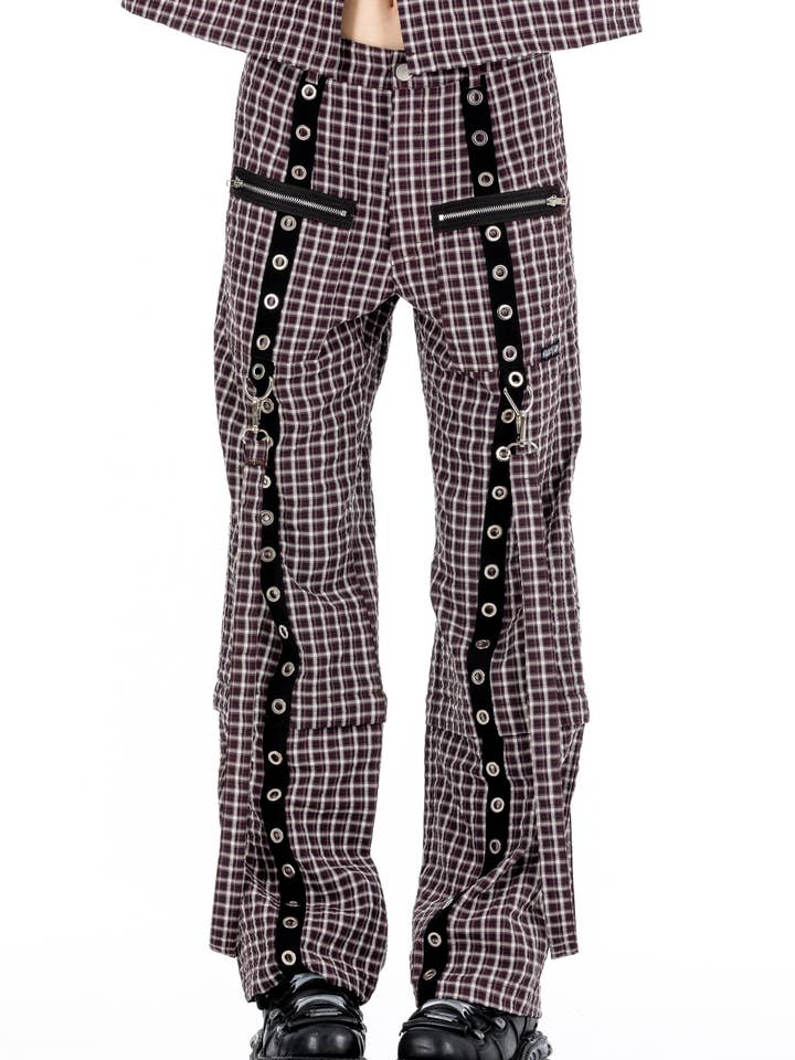 Plaid Brown Punk Pants for wholesale by Alice’s Lips