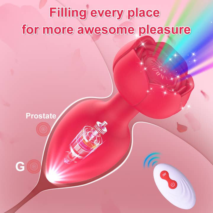 Tourtiwi - Wholesale Sex Toy - Anal Rose Luminous Butt Plug Vibrating Masturbator Sex Toys10