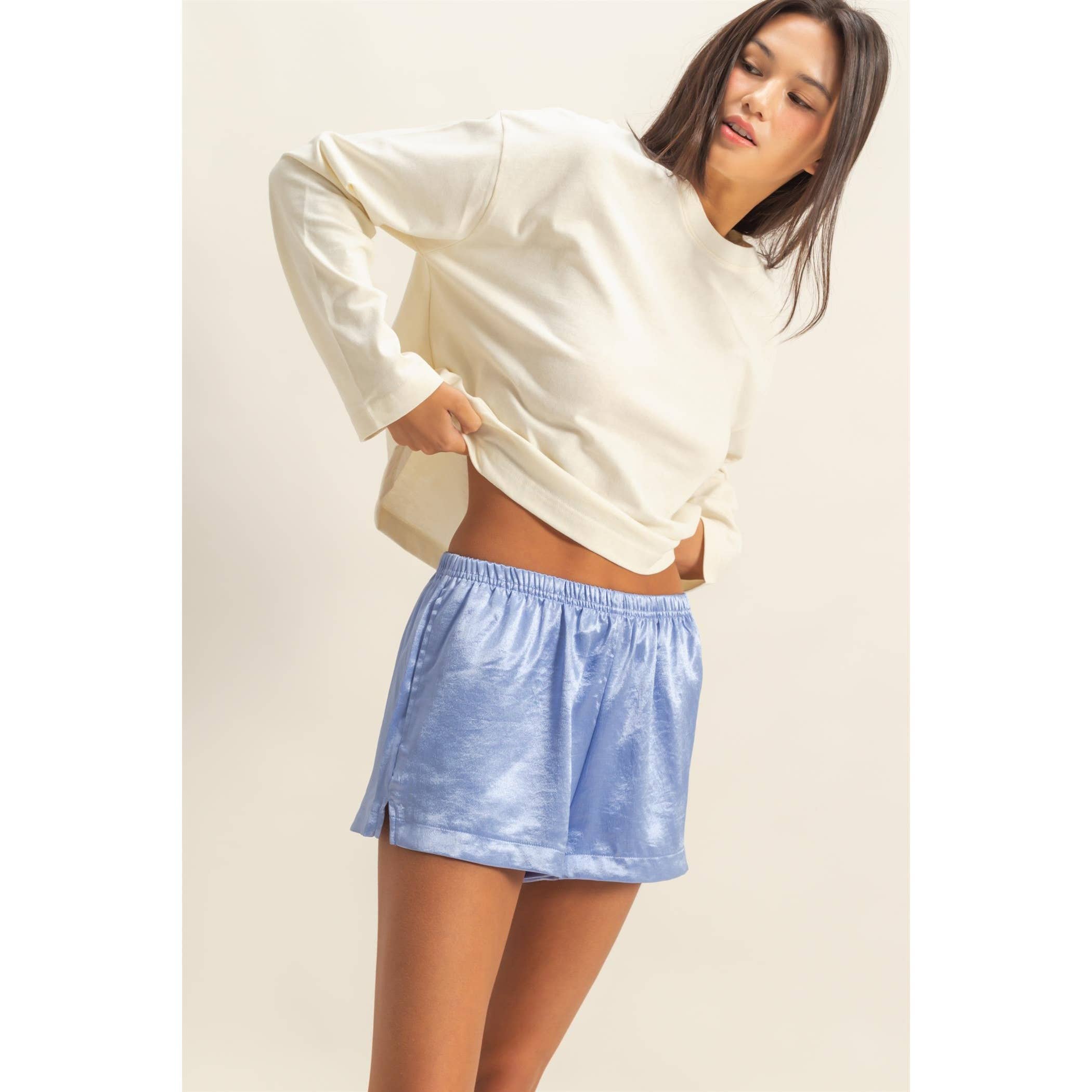 HYFVE - Wholesale Shorts - Women's - Satin Elastic Waist Shorts With Side Slit1