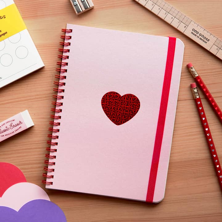 Odd Goose Stationery – wholesale Notebook – Big Heart Foil Printed Notebook2