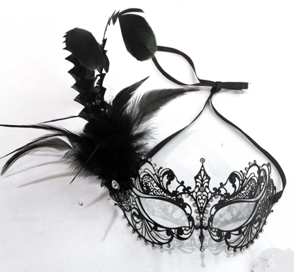 Western Fashion – Engroshandel Kostume – til kvinder – 63262 - Metalmaske m/diamanter, fjer og elastikbånd1