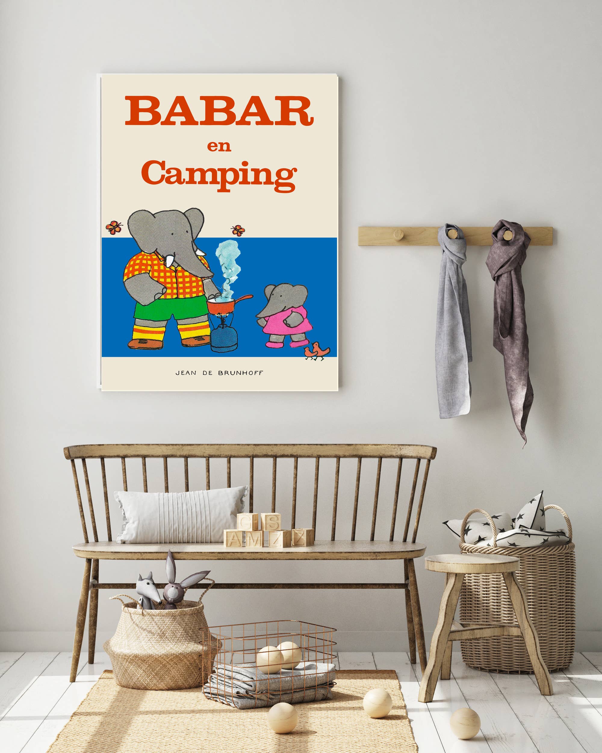 Kumo Art Prints – Engroshandel Kunsttryk – Børn og baby – Babar camping plakat til børneværelse1