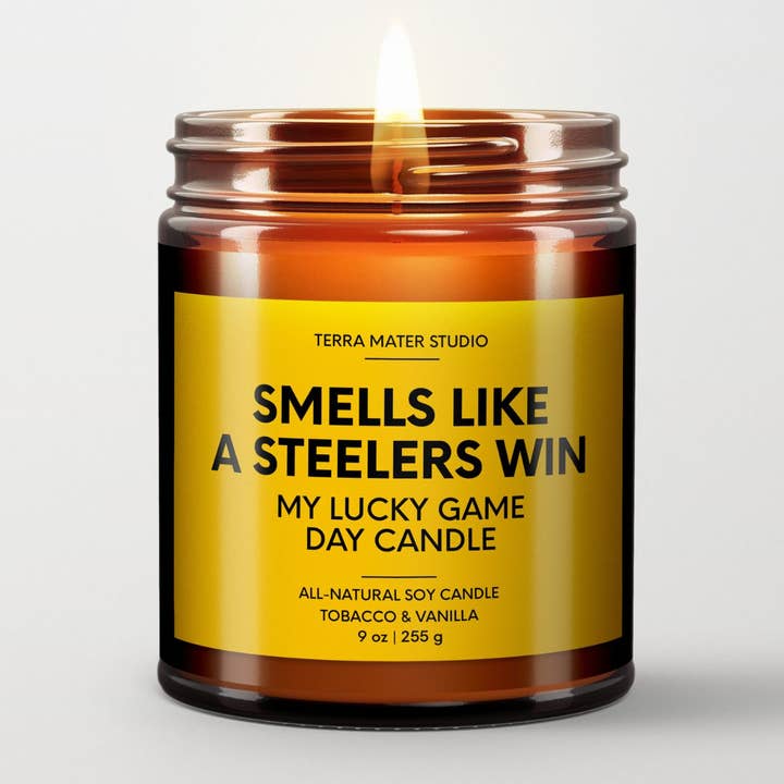 Terra Mater Studio LLC - Wholesale Jar/Filled Candle - Smells Like A Steelers Win Game Day Candle | Steelers Merch