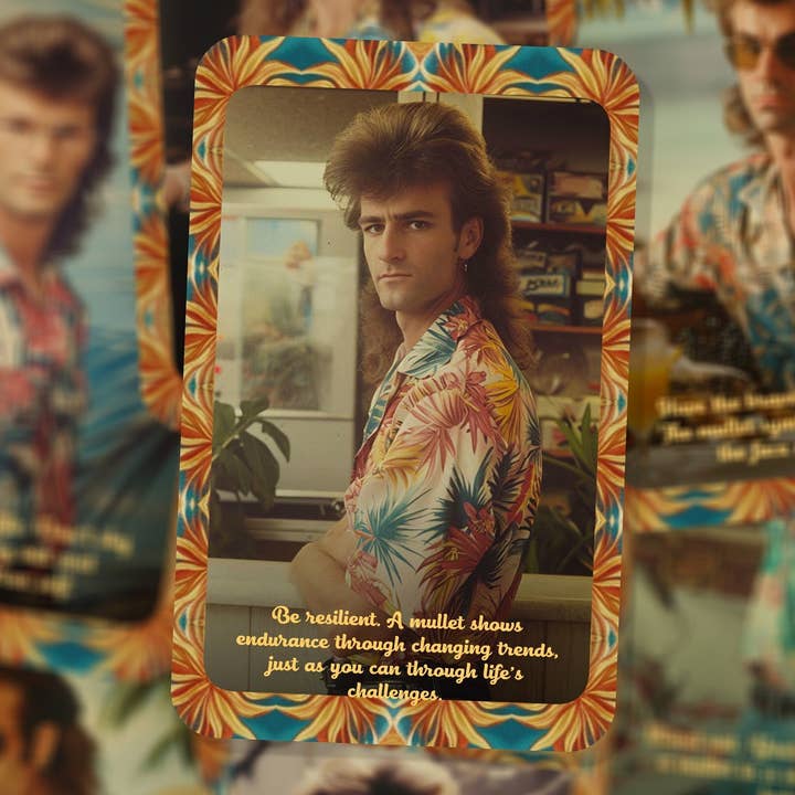 Ibiza Tarot USA - Wholesale Tarot Cards - The Mullet Mindset - 80's Oracle Cards - 22 Cards - Novelty Gift3