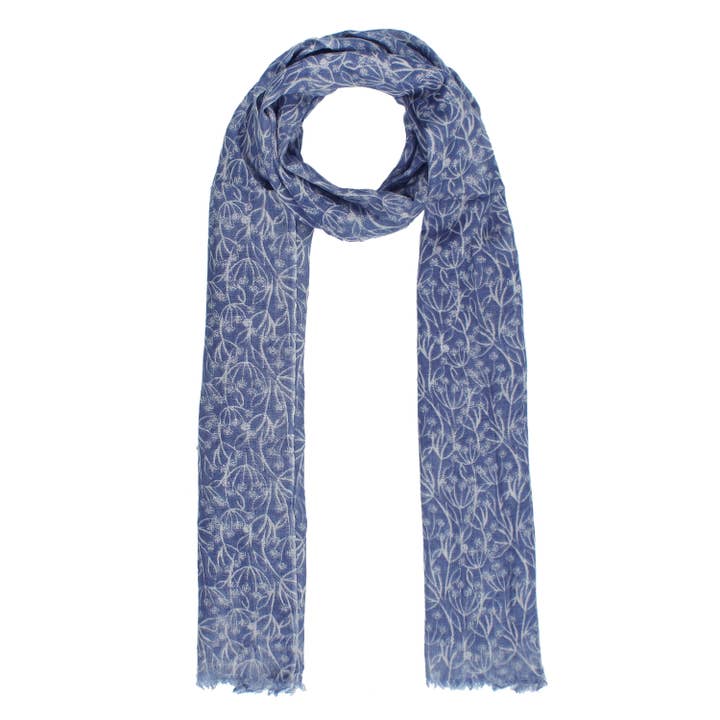 Écharpe légère imprimée de couleur bleue pour femmes pour la vente par Miniapparels