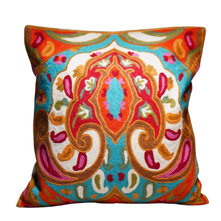 Kashmir Jewel Paisley Pillow Cover 18 Inch for wholesale by Cashmere Crafts Inc