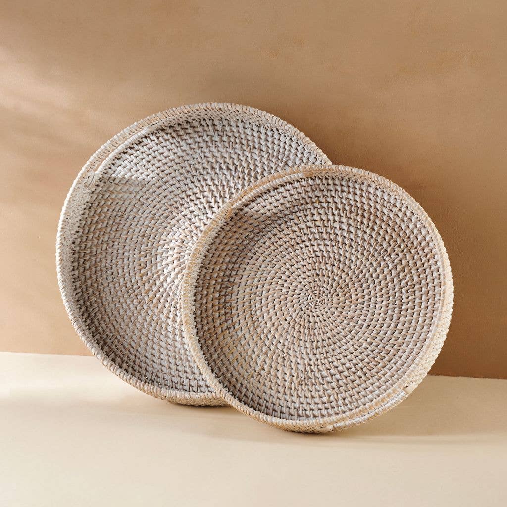 Jungle Culture - Wholesale Decorative Tray - Rattan Trays - Round Hand Woven Wicker Serving Tray Decor5