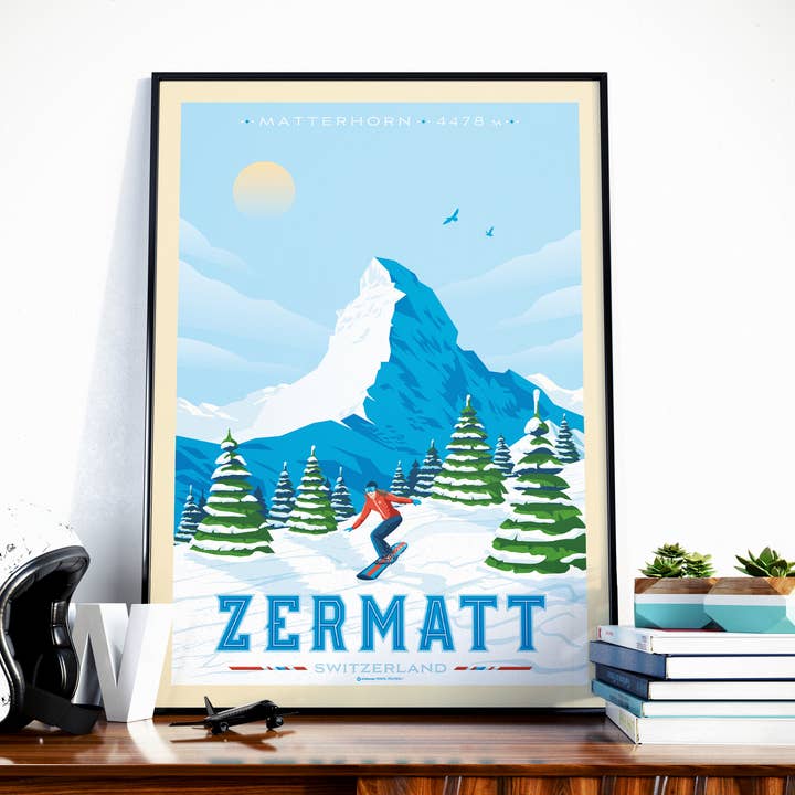 Zermatt Matherhorn - Cartel de viaje a Suiza para venta al por mayor de Olahoop Travel Posters