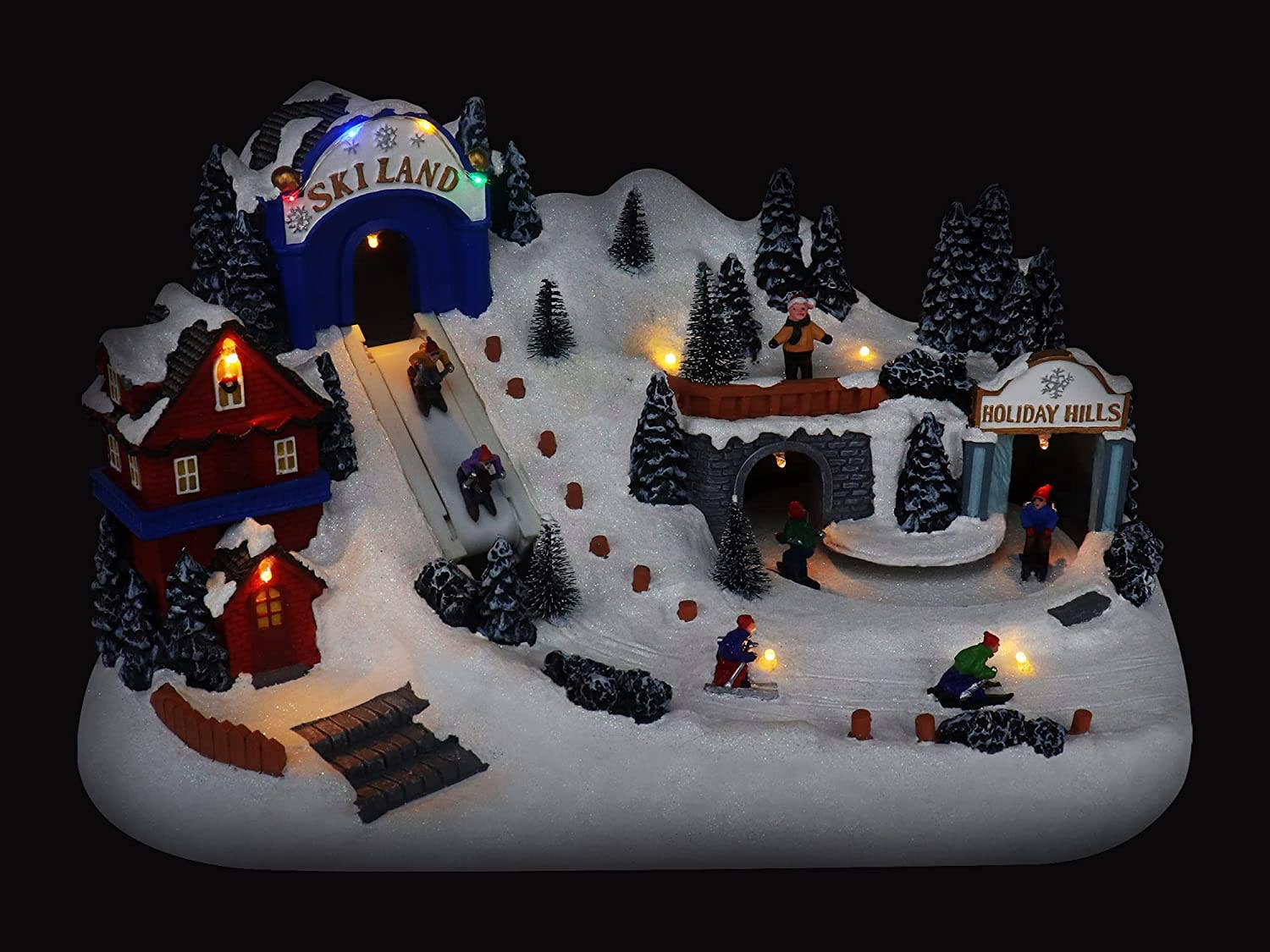 Top Treasures - Wholesale Christmas Decoration - Ski Resort with Moving Skiers5