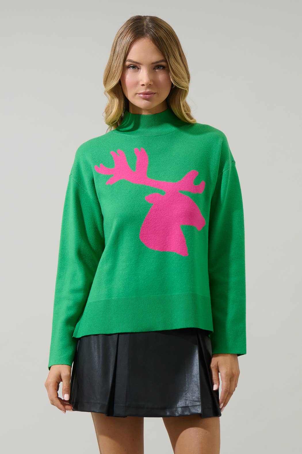 Emerald Milly Moose Mock Neck Sweater for wholesale on Faire
