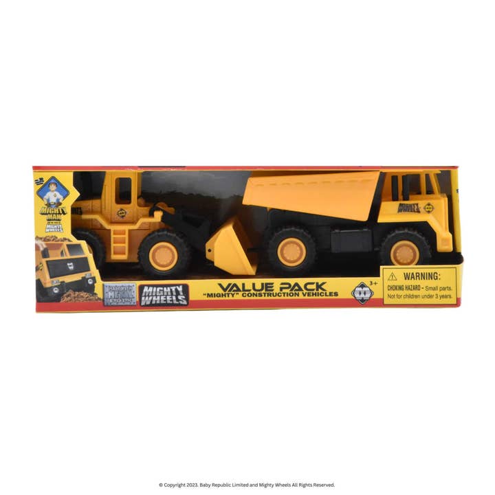 4.75” Mighty Wheels® Value Twin Pack - Dump Truck & Front Loader for wholesale by Baby Republic