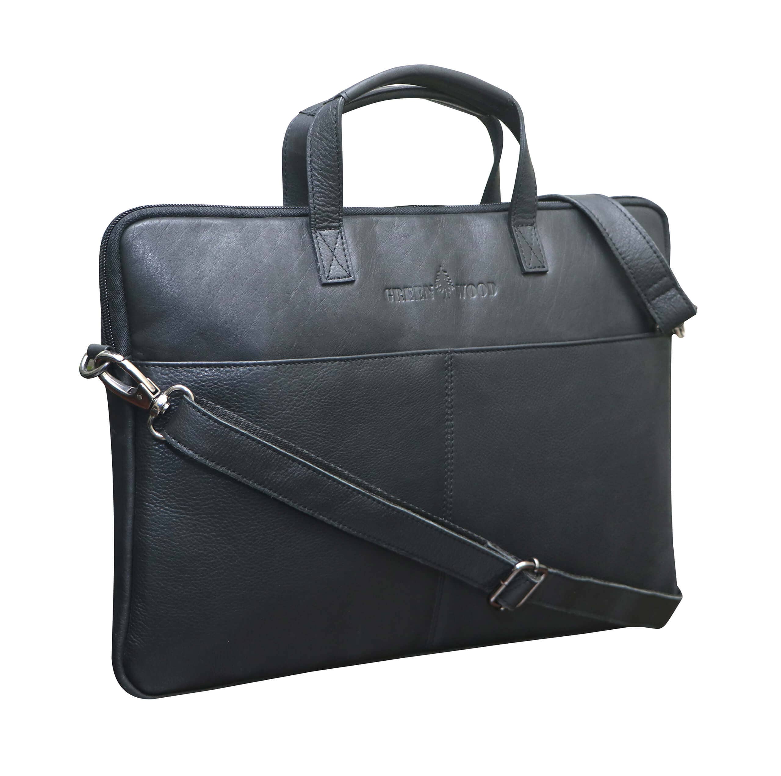 Greenwood – Großhandel Laptoptasche – Unisex – Fred Laptoptasche 13 Zoll Leder mit abnehmbarem Schultergurt15