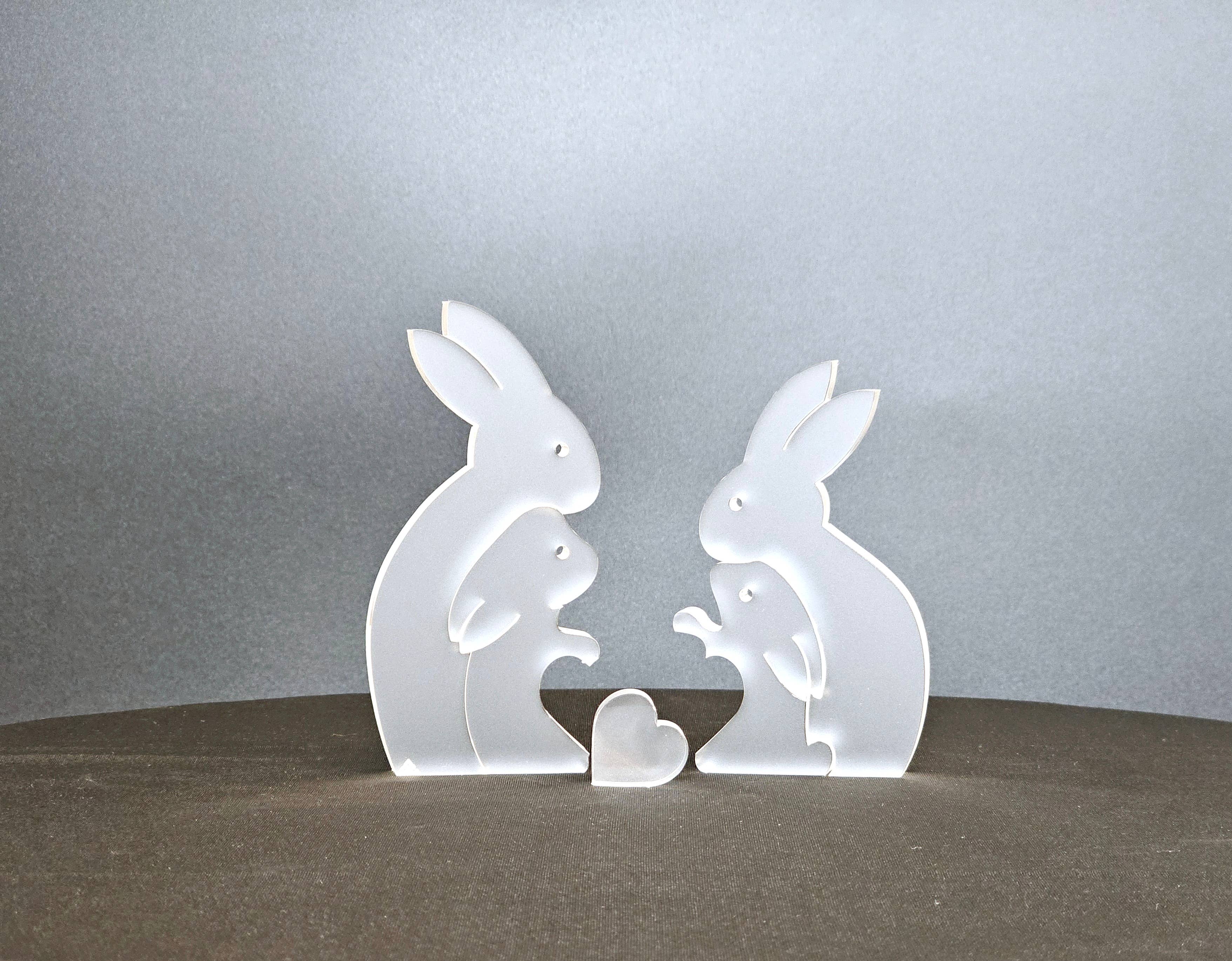 Somar Creations - Vente Décorations de table - Famille de lapins de 4 avec cœur8