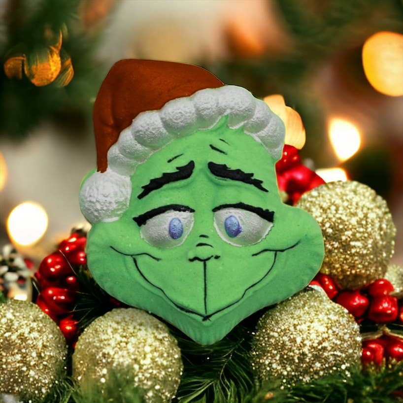 Calla Lily Cosmetics - Wholesale Bath Bomb/Fizz - Hand Painted Grinch Bath Bomb1