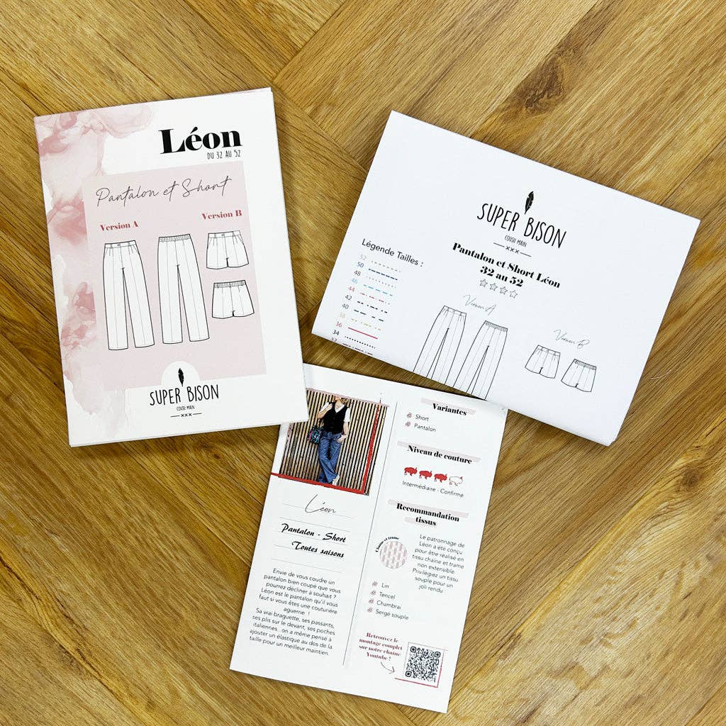 Super Bison – Kit de costura artesanal por atacado – Molde Calças Léon do 32 ao 521
