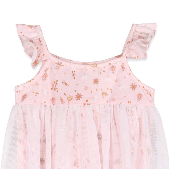 Pink Floral Tutu Romper Baby Dress (Organic Jersey) for wholesale on Faire1