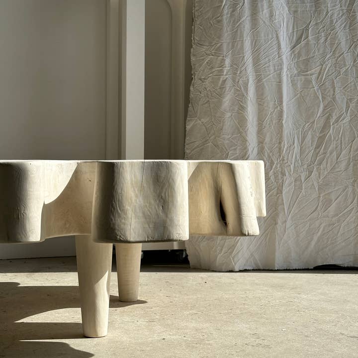 Office Objets - Wholesale Coffee Table - Very large coffee table in bleached mango wood with organic top D:140cm34