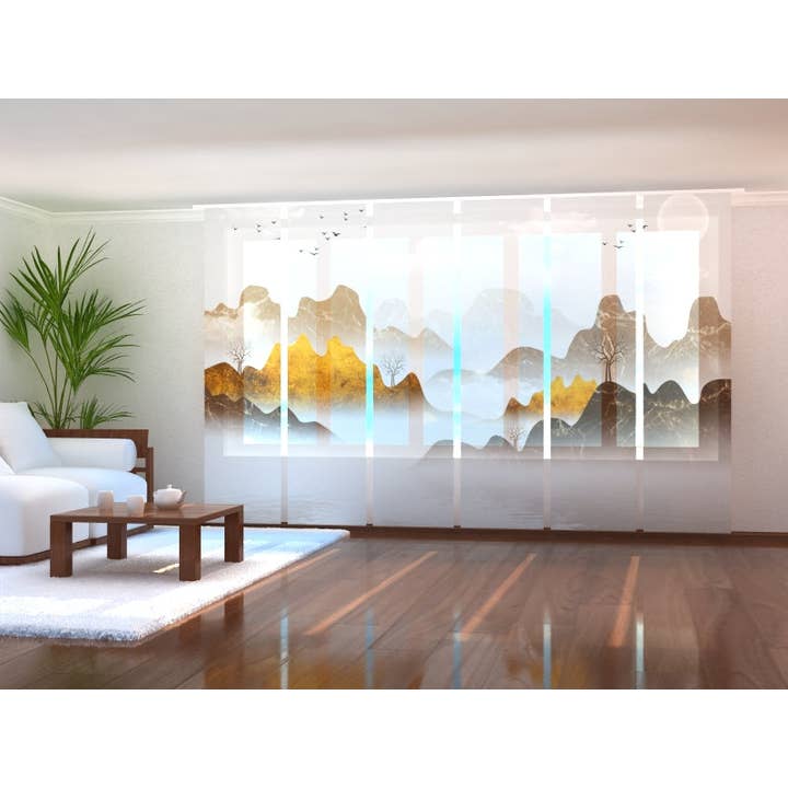 Set di 6 Tende a Pannello Montagne di Marmo Astratte per la vendita all'ingrosso da parte di IlyDecor
