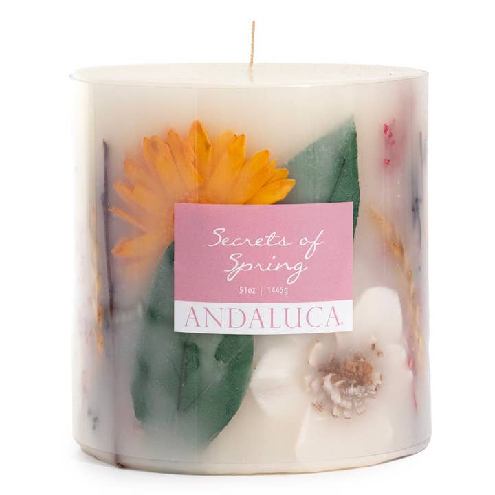 Andaluca - Wholesale Pillar Candle - Secrets of Spring Botanical Pillar Candle