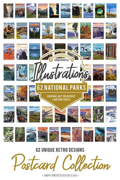 Lantern Press - Wholesale Postcard Set - 62 National Parks - Postcard Set of 62 Designs Lantern Press2