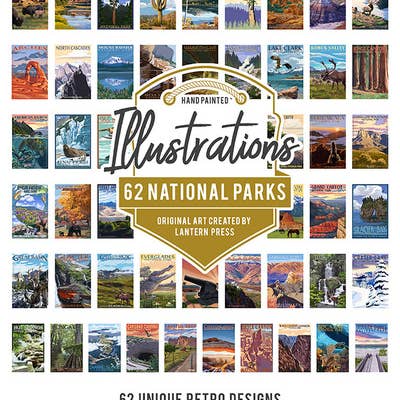 Lantern Press - Wholesale Postcard Set - 62 National Parks - Postcard Set of 62 Designs Lantern Press2