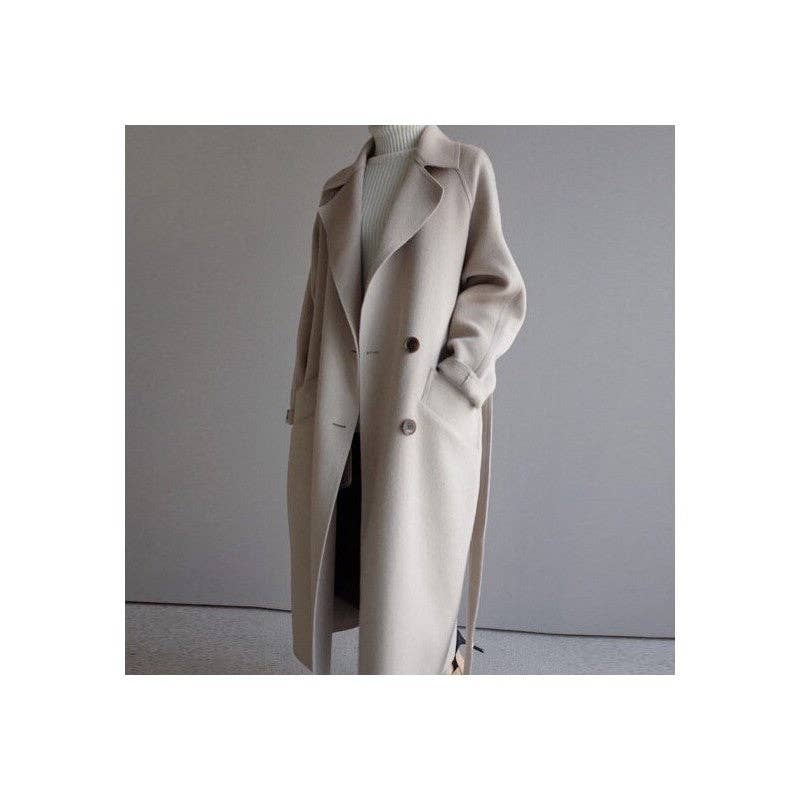 UZ Wholesale Store - Wholesale Coat – Women’s - Solid Color Reversible Cashmere-like Medium-Length  Coat1
