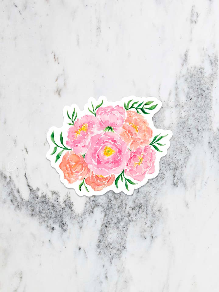 Peony Bouquet Sticker for wholesale by Crissie Vitale Creative